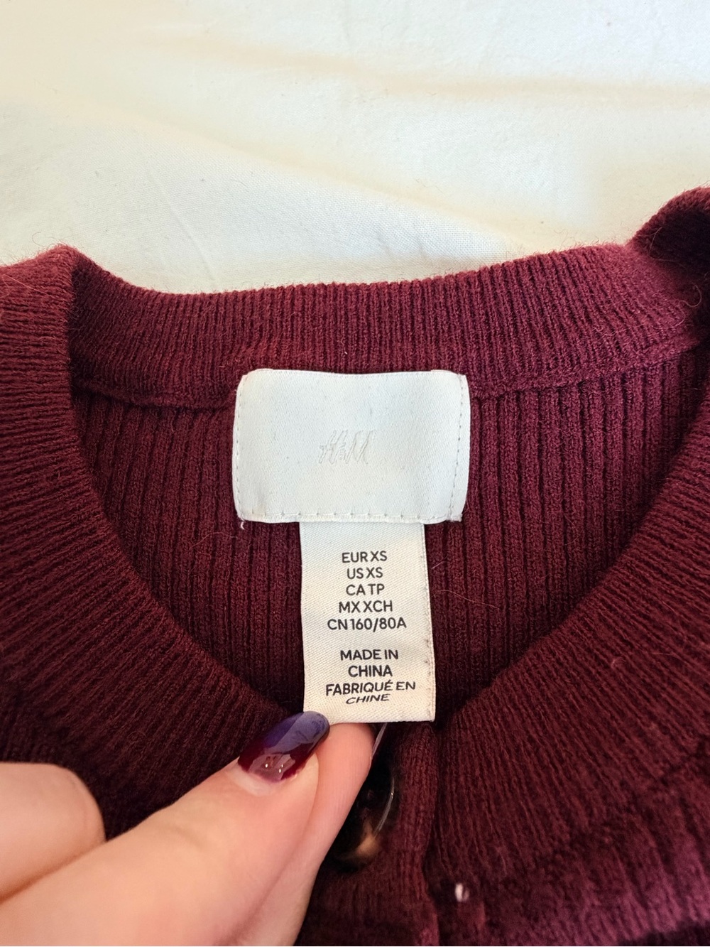 H&M Burgundy Ribbed Button-Front Cardigan - Picture 6 of 7